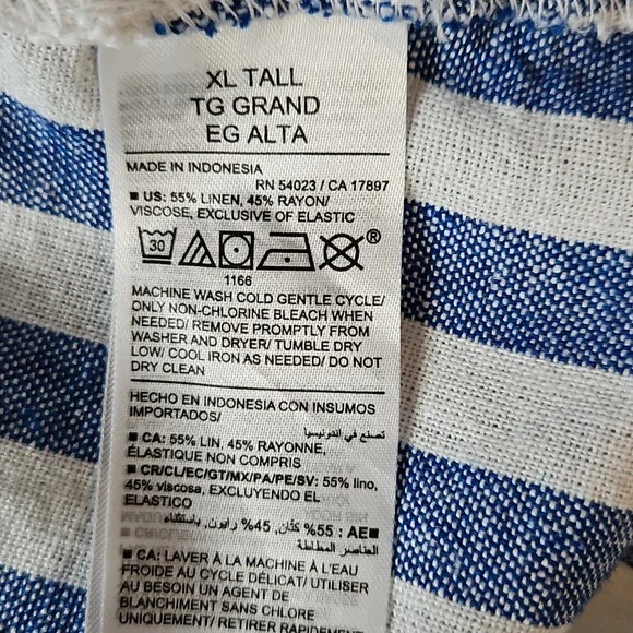 Old Navy XL TALL Dress Striped Linen Blend Coastal Smocked Beachy Nautical - Picture 6 of 10